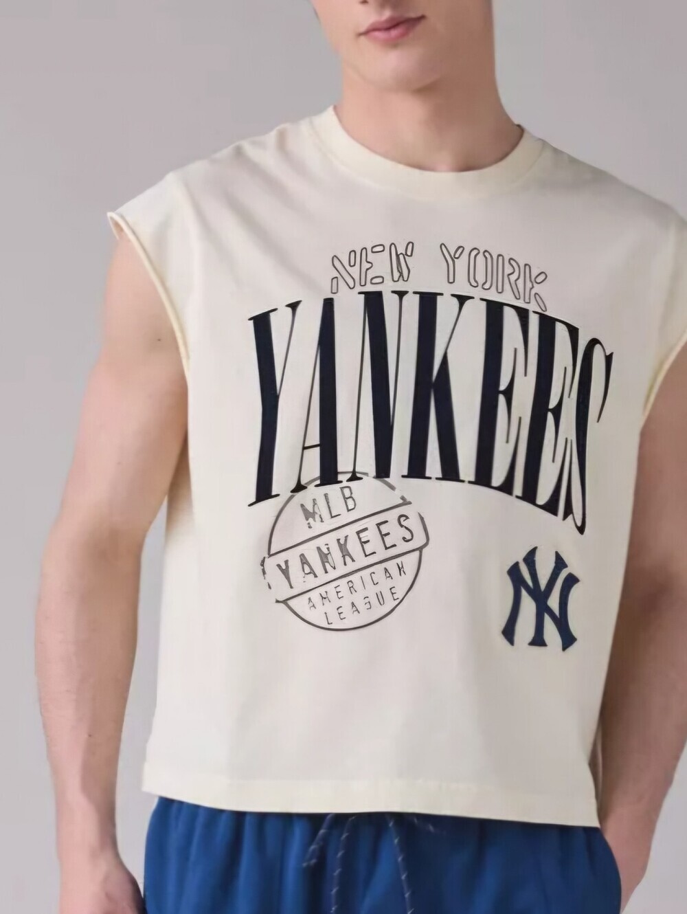 Pro Standard MLB New York Yankees Team Logo Muscle Tee, Cream, Retail $50.00 USD